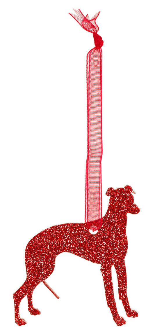 Glitter Greyhound Christmas Decoration (green, gold or red)