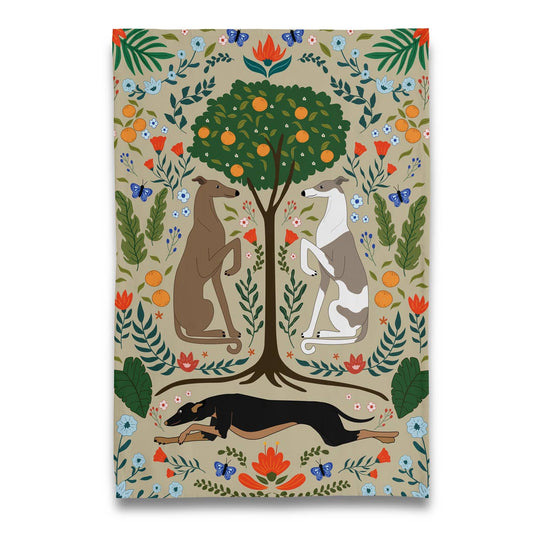 Botanical and Greyhound Tea Towel
