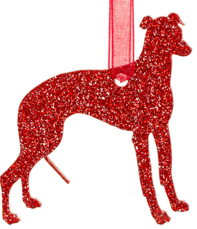 Glitter Greyhound Christmas Decoration (green, gold or red)